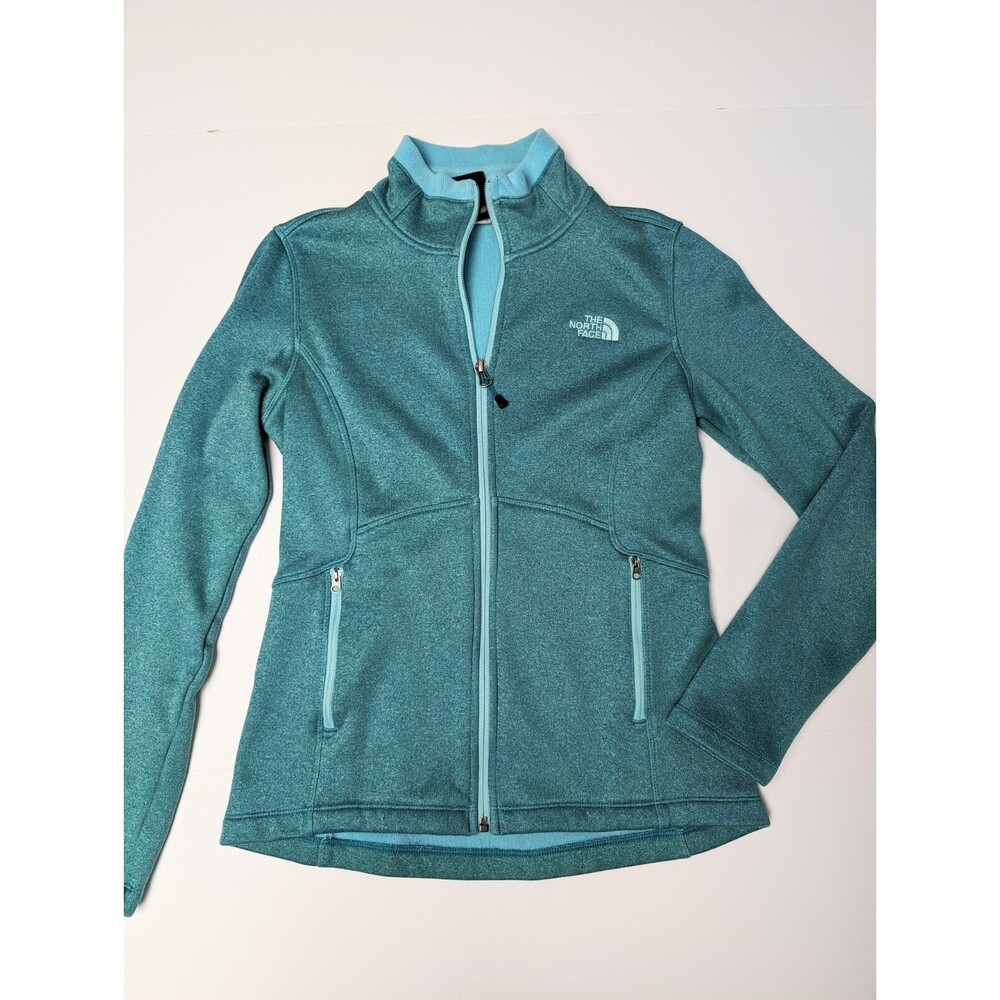 The North Face Jacket Shell Womens Small Green Outdoors Full Zip Mock Neck